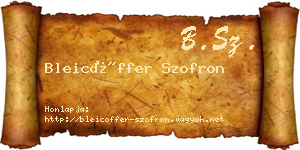 Bleicöffer Szofron névjegykártya